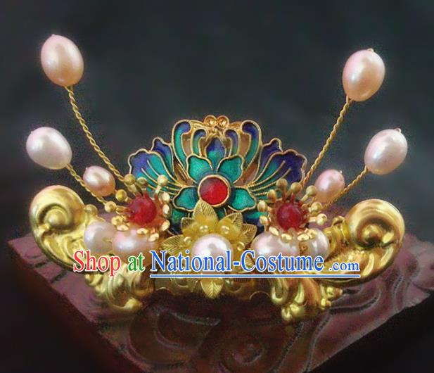 Chinese Ancient Traditional Hanfu Blueing Hair Comb Handmade Classical Hair Accessories for Women