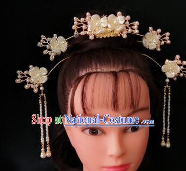 Chinese Ancient Traditional Hanfu Shell Hairpins Hair Comb Handmade Classical Hair Accessories for Women