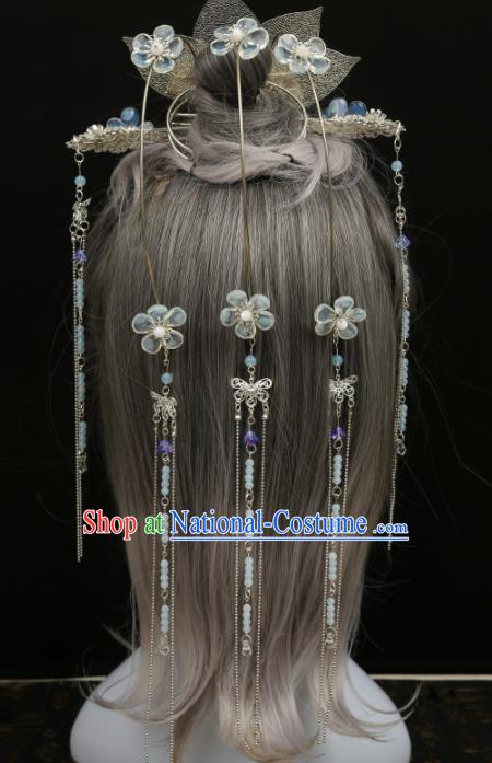 Chinese Ancient Traditional Hanfu Hairpins Tassel Phoenix Coronet Handmade Classical Hair Accessories for Women