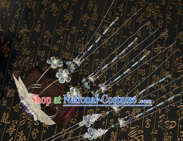 Chinese Ancient Traditional Hanfu Hairpins Tassel Phoenix Coronet Handmade Classical Hair Accessories for Women