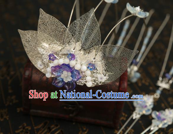 Chinese Ancient Traditional Hanfu Hairpins Tassel Phoenix Coronet Handmade Classical Hair Accessories for Women