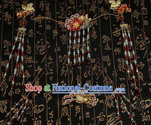 Chinese Ancient Traditional Hanfu Hairpins Tassel Hair Clips Handmade Classical Hair Accessories for Women