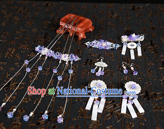 Chinese Ancient Traditional Hanfu Shell Hairpins Handmade Classical Hair Accessories Complete Set for Women