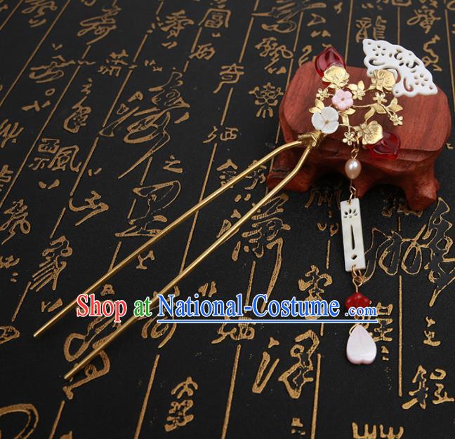 Chinese Ancient Traditional Hanfu Shell Wintersweet Hairpins Handmade Classical Hair Accessories for Women