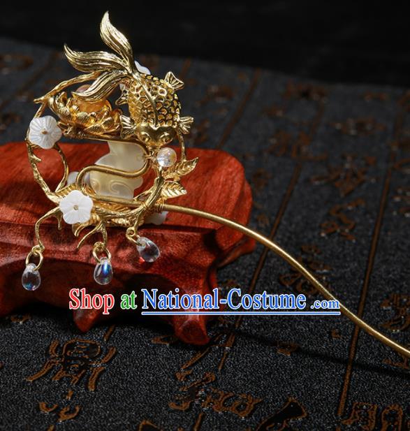 Chinese Ancient Traditional Hanfu Jade Rabbit Hairpins Handmade Classical Hair Accessories for Women