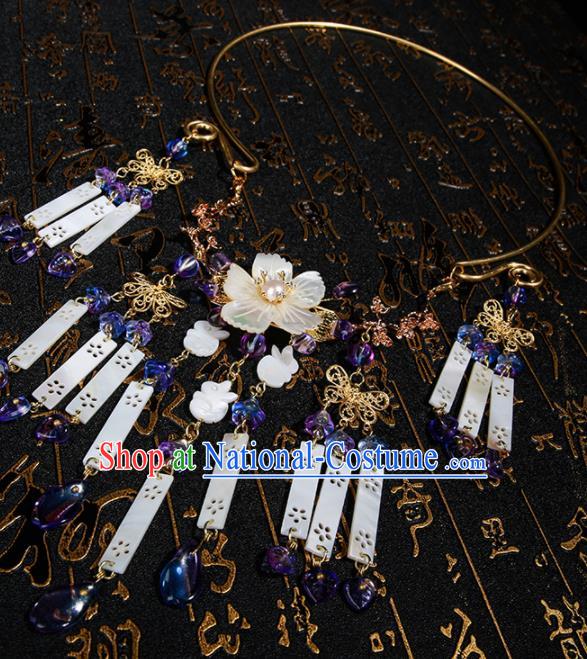 Chinese Traditional Hanfu Shell Tassel Necklace Traditional Classical Jewelry Accessories for Women