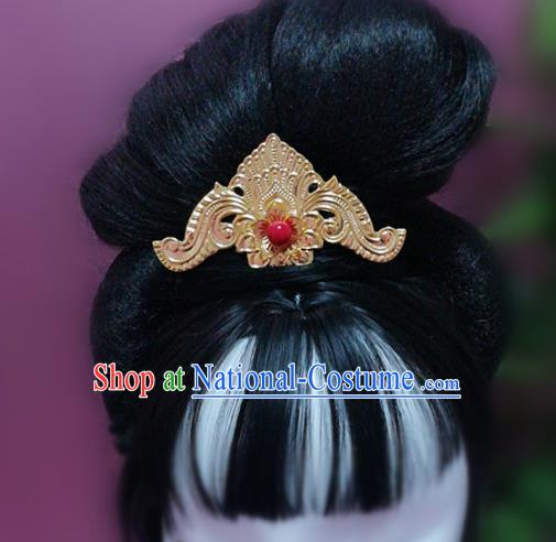 Chinese Ancient Traditional Hanfu Golden Hair Comb Handmade Classical Hair Accessories for Women