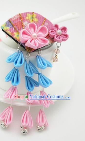 Asian Japanese Traditional Geisha Pink Hair Claw Japan Kimono Handmade Classical Hair Accessories for Women