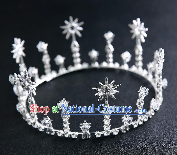 Handmade Top Grade Hair Accessories Baroque Crystal Round Royal Crown for Women