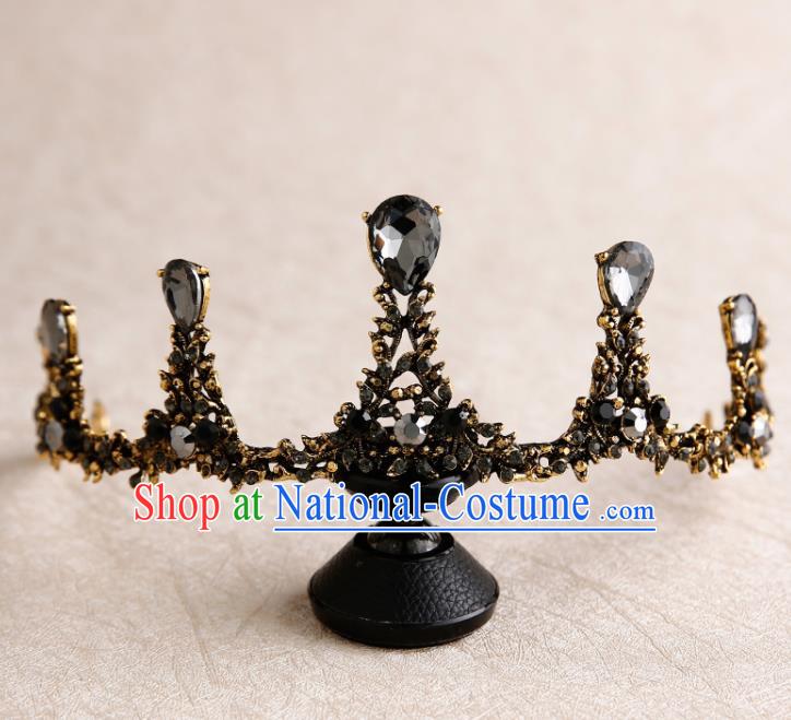 Handmade Top Grade Bride Crystal Royal Crown Hair Accessories Baroque Queen Hair Clasp for Women