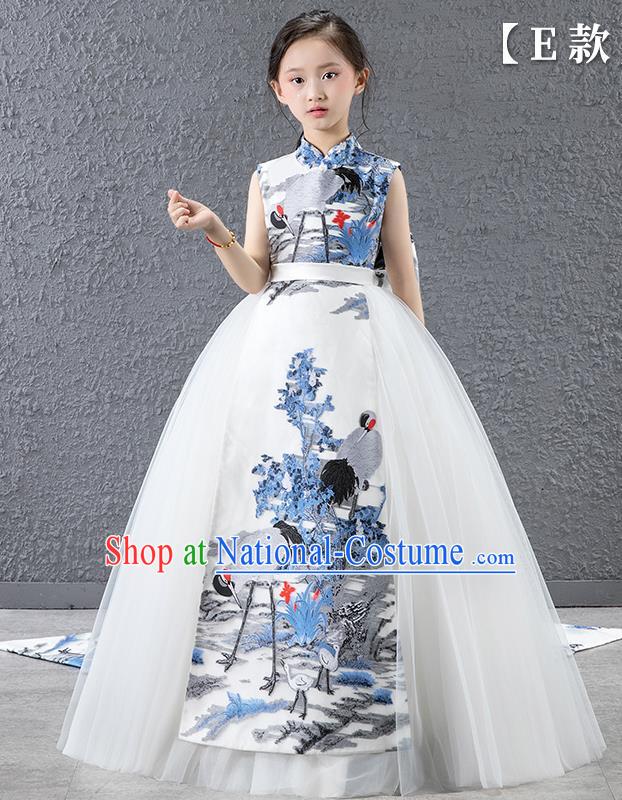 Children Modern Dance Costume Chinese Compere Catwalks Qipao Dress for Kids