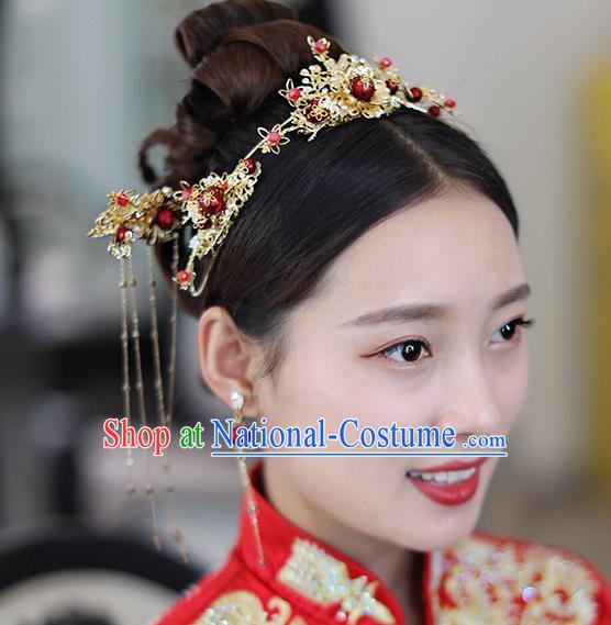 Chinese Ancient Traditional Hanfu Red Hair Clasp Hairpins Handmade Classical Hair Accessories for Women