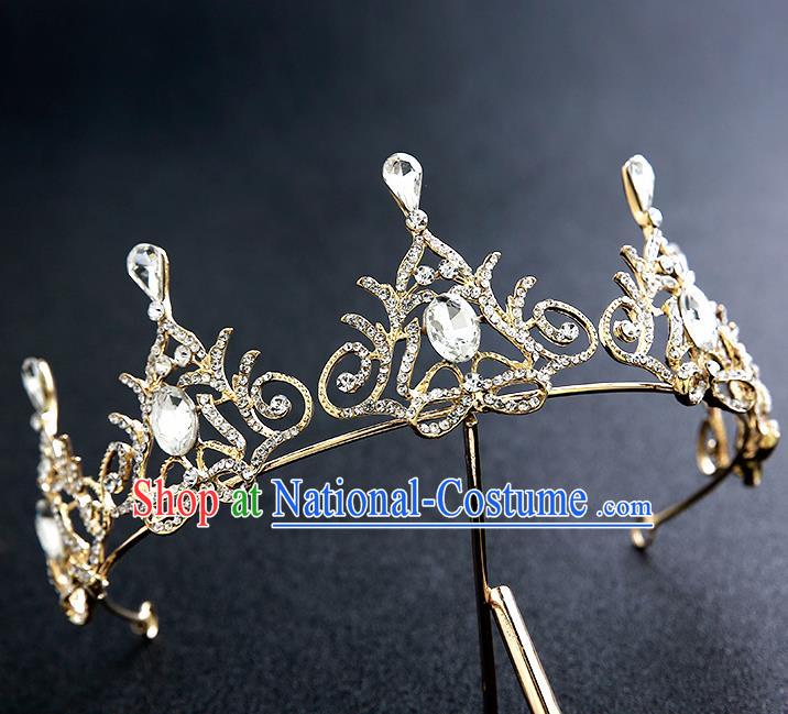 Top Grade Handmade Crystal Royal Crown Hair Accessories Baroque Princess Hair Clasp for Women