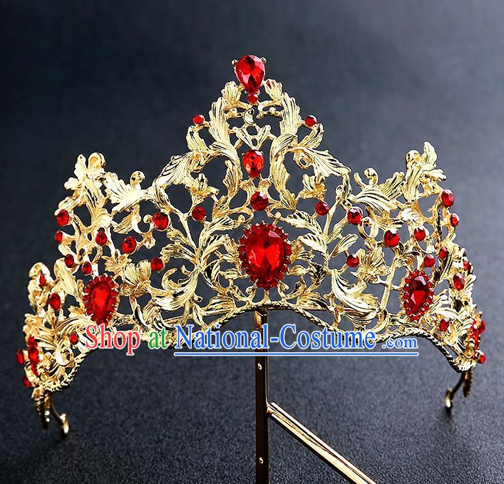 Top Grade Handmade Baroque Royal Crown Hair Accessories Princess Hair Clasp for Women