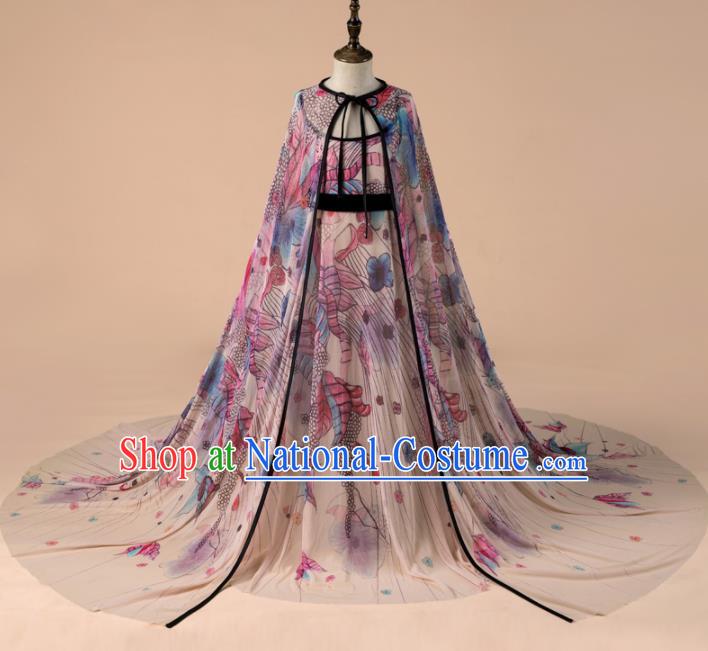 Children Catwalks Costume Girls Compere Modern Dance Veil Full Dress for Kids