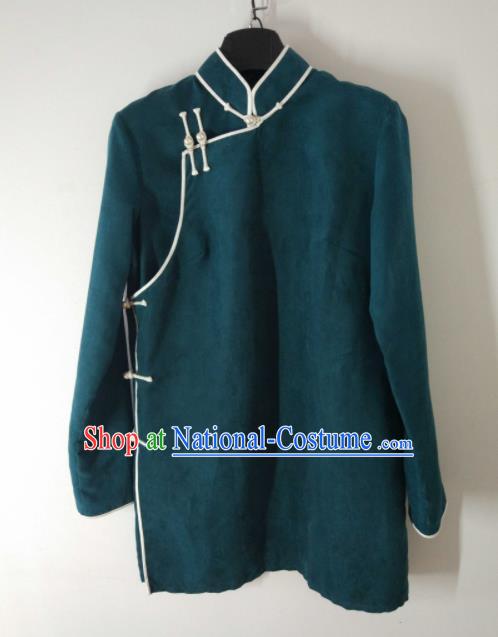 Traditional Chinese Mongol Nationality Costumes Mongols Female Folk Dance Green Blouse for Women