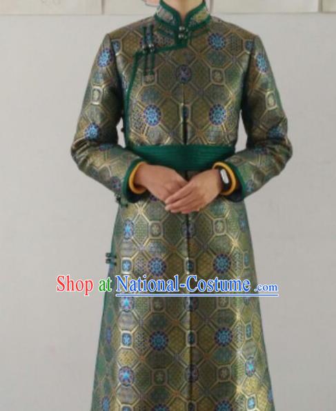 Traditional Chinese Mongol Nationality Wedding Costumes Female Folk Dance Ethnic Mongols Robe for Women