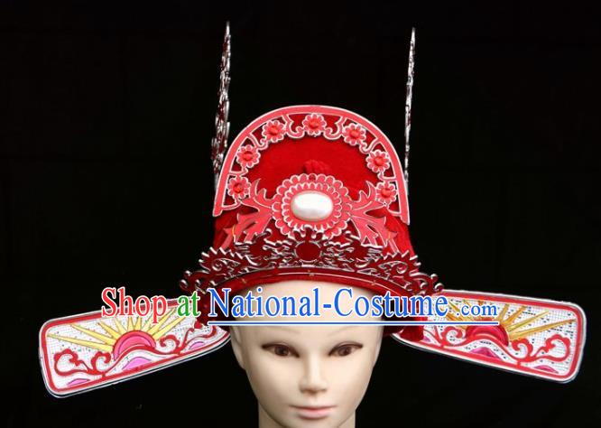 Traditional Chinese Beijing Opera Bridegroom Hair Accessories Peking Opera Niche Red Hat for Men