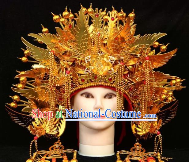 Traditional Chinese Beijing Opera Princess Hats Peking Opera Diva Golden Phoenix Coronet for Women