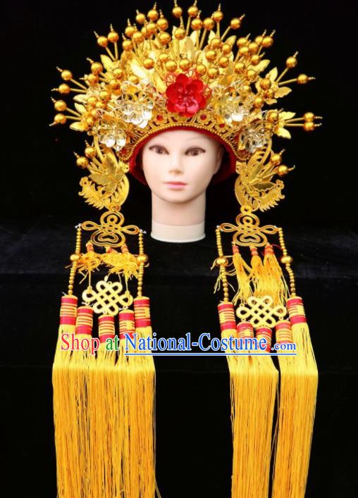 Traditional Chinese Peking Opera Diva Golden Phoenix Coronet Beijing Opera Princess Hats for Women