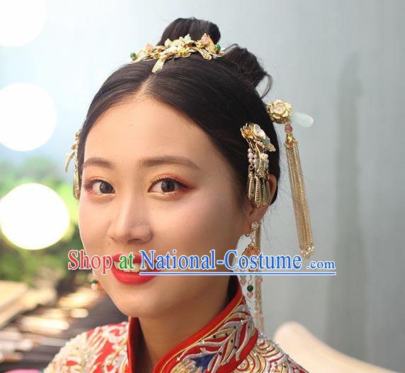 Chinese Ancient Traditional Hanfu Wedding Hairpins Handmade Classical Hair Accessories Complete Set for Women