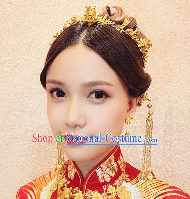 Chinese Ancient Traditional Hanfu Wedding Hair Clasp Hairpins Handmade Classical Hair Accessories Complete Set for Women