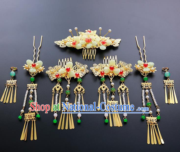 Chinese Ancient Traditional Hanfu Hairpins Hair Combs Handmade Classical Hair Accessories Complete Set for Women