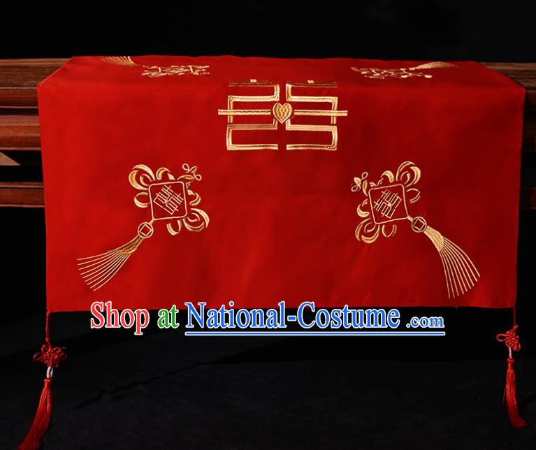 Chinese Traditional Wedding Hair Accessories Ancient Bride Embroidered Chinese Knots Red Cover Headwear for Women