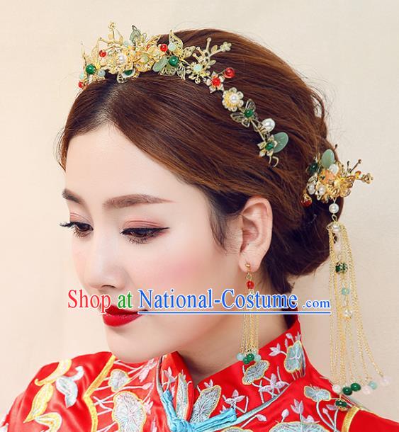 Chinese Ancient Traditional Hanfu Hairpins Handmade Bride Hair Clasp Classical Hair Accessories for Women