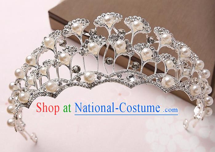 Handmade Baroque Ginkgo Leaf Royal Crown Hair Accessories Princess Hair Clasp for Women