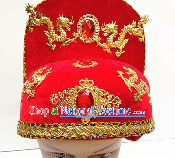 Traditional Chinese Beijing Opera Minister Red Hat Peking Opera Hair Accessories Hat for Men