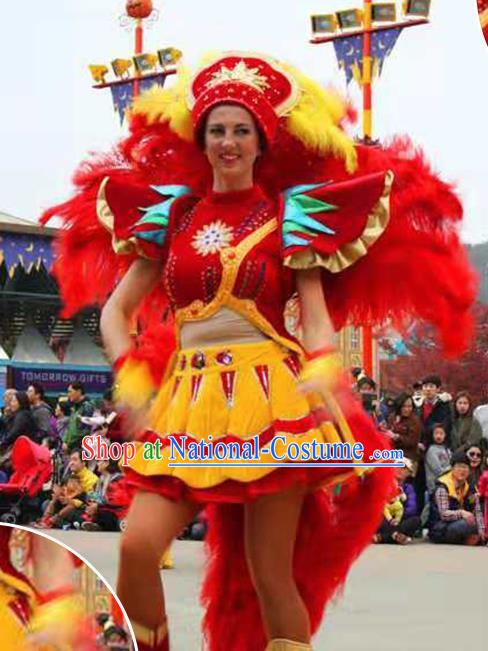 Halloween Cosplay Stage Show Feather Costumes Brazilian Carnival Parade Dress for Women