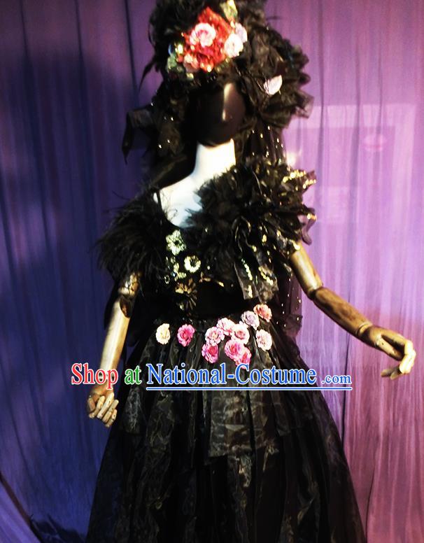 Halloween Cosplay Stage Show Costumes Brazilian Carnival Parade Black Dress for Women