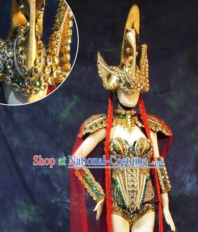 Halloween Cosplay Stage Show LED Costumes Brazilian Carnival Parade Clothing and Headpiece