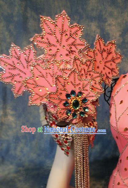 Halloween Cosplay Pink Leaf Hair Accessories Brazilian Carnival Parade Headwear and Mask for Women