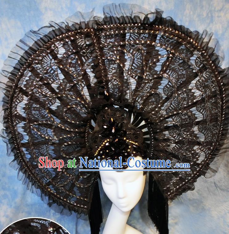 Halloween Cosplay Black Lace Hat Hair Accessories Brazilian Carnival Parade Headwear for Women