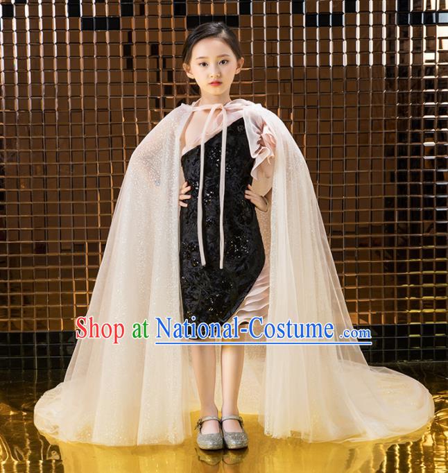 Children Catwalks Princess Costume Stage Performance Compere Full Dress for Girls Kids