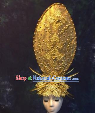 Halloween Cosplay Deluxe Palace Golden Hair Accessories Chinese Traditional Catwalks Hat Headwear for Women