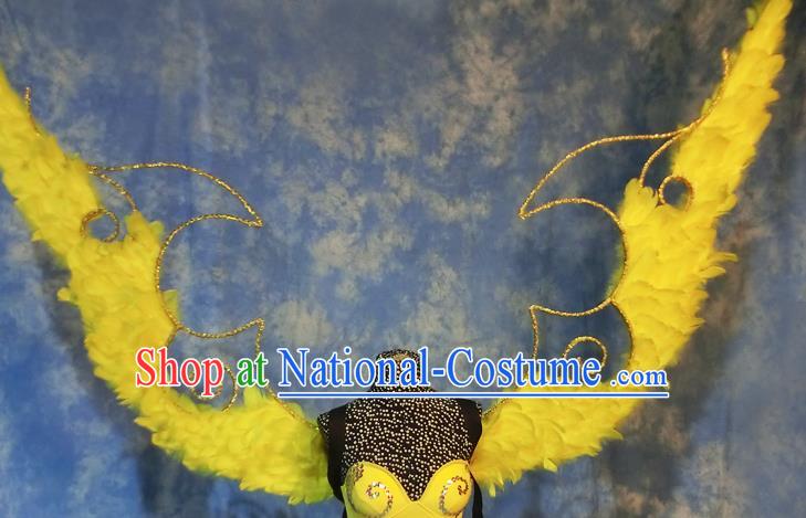 Halloween Cosplay Stage Show Props Catwalks Brazilian Carnival Parade Yellow Feather Wings for Women