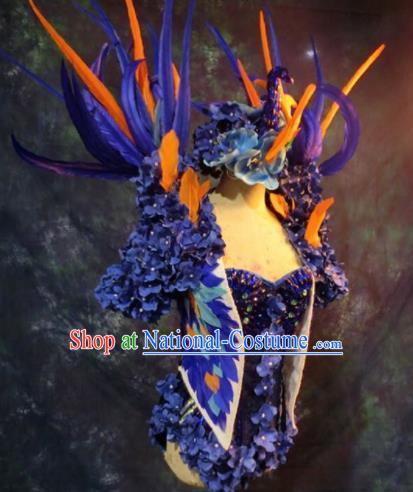 Brazilian Carnival Parade Halloween Clothing Catwalks Stage Show Costumes and Headwear for Women