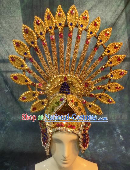 Halloween Cosplay Deluxe Golden Hair Accessories Brazilian Carnival Catwalks Hat Headwear