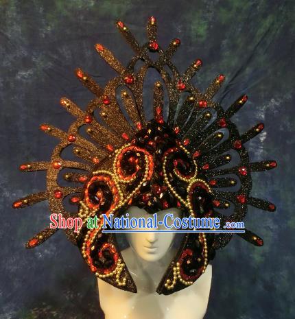 Halloween Cosplay Deluxe Black Hair Accessories Brazilian Carnival Catwalks Hat Headwear