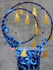 Halloween Cosplay Deluxe Palace Hair Accessories Chinese Catwalks Blue Hat Headwear for Women