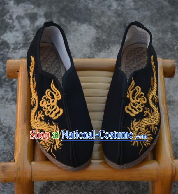 Chinese Traditional Shoes Ancient Swordsman Shoes Embroidered Dragons Shoes for Men