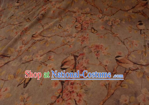 Asian Chinese Traditional Flowers Birds Pattern Silk Design Brocade Fabric Chinese Gambiered Guangdong Gauze Material