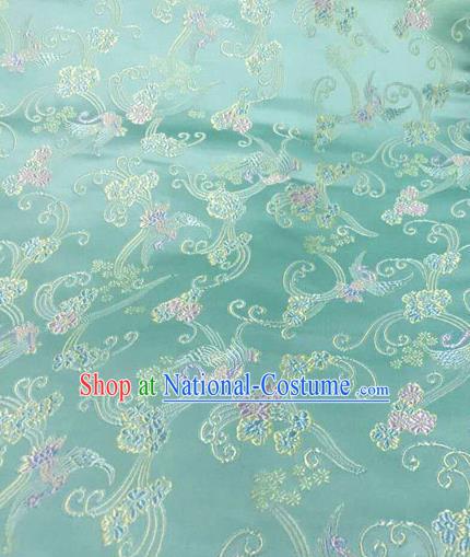 Asian Chinese Traditional Pattern Design Green Brocade Silk Fabric Chinese Material