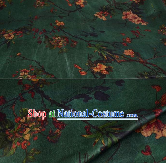 Asian Chinese Traditional Pattern Silk Design Brocade Fabric Chinese Green Gambiered Guangdong Gauze Material