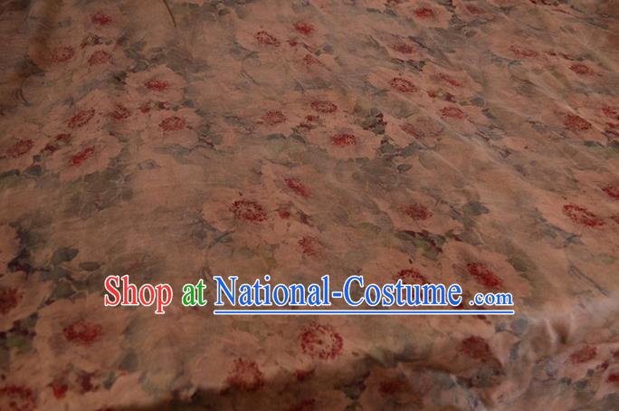 Asian Printing Gambiered Guangdong Gauze Material Chinese Traditional Flowers Pattern Silk Design Brocade Fabric