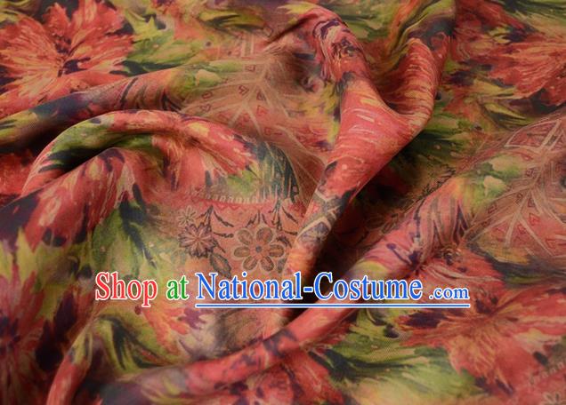 Asian Gambiered Guangdong Gauze Material Chinese Traditional Flowers Pattern Silk Design Brocade Fabric