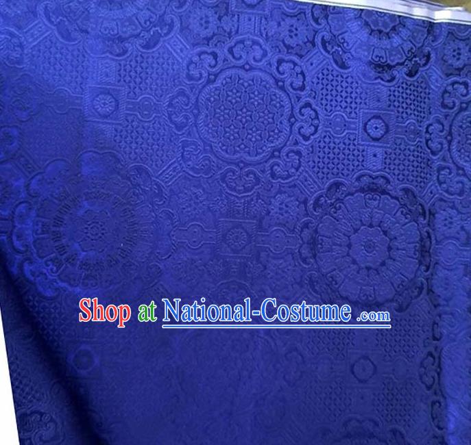 Asian Chinese Tang Suit Material Traditional Pattern Design Royalblue Brocade Silk Fabric